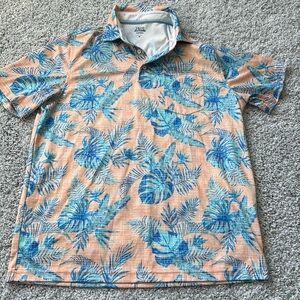 IZOD Men's Blue and Orange Tropical Shirt